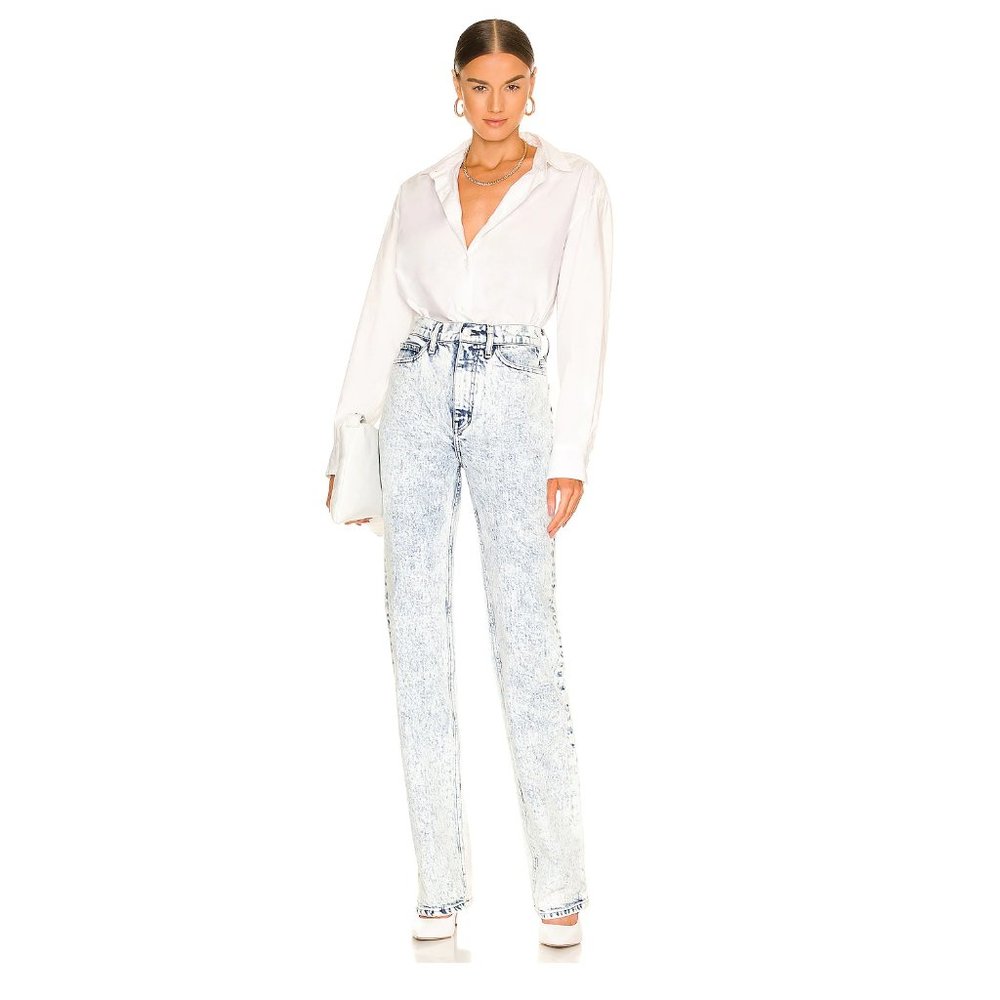 A.L.C. Charlie High Waisted Jean 34"/ Size 26 / Blue Acid Wash Slim - Picture 2 of 12